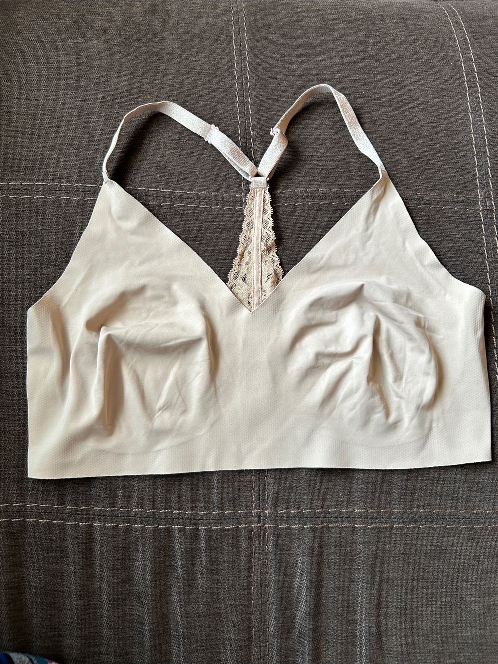 Victoria's Secret Soft Lace-Trim Bralette in Light Beige